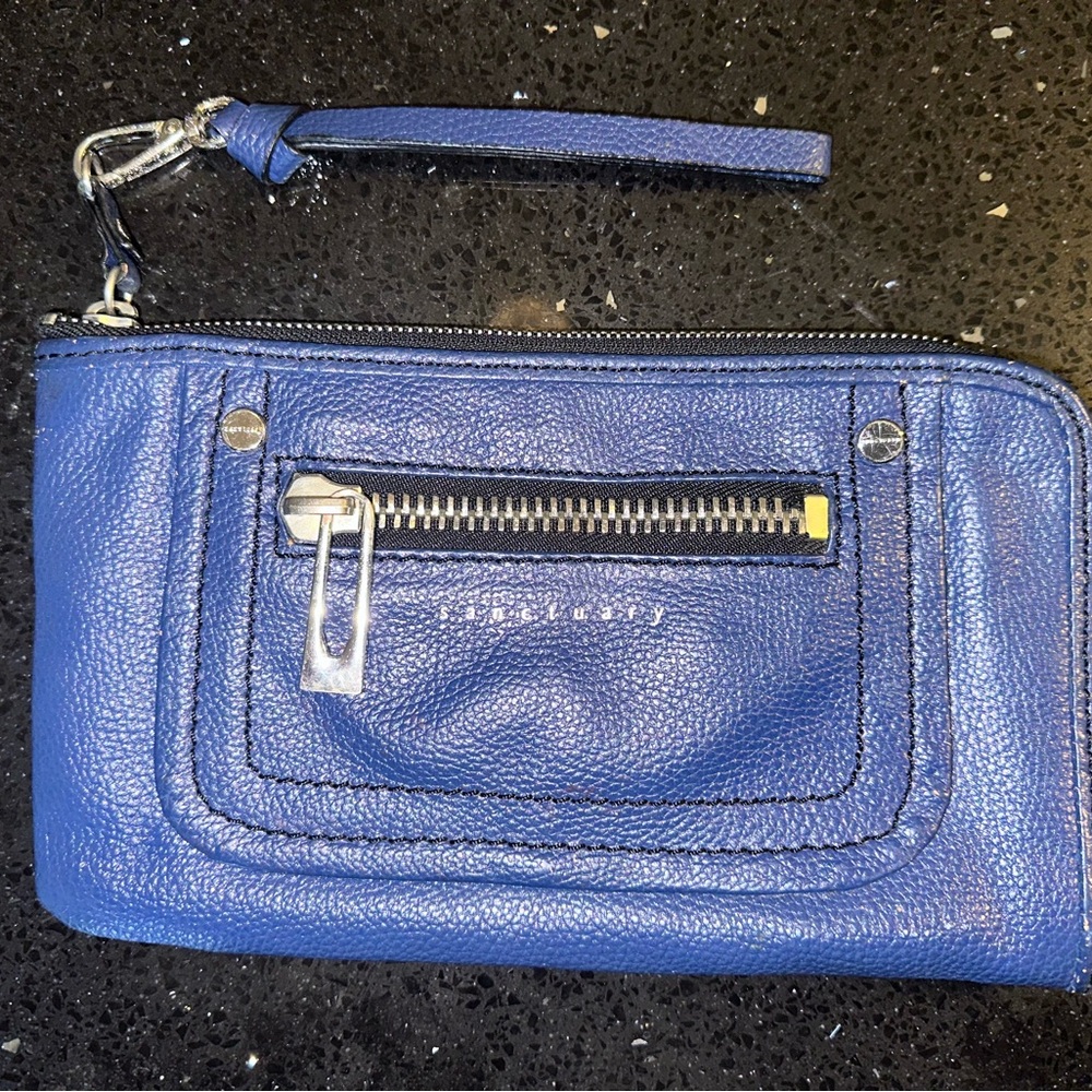 Sanctuary Blue Leather Wristlet with Zipper Pocket